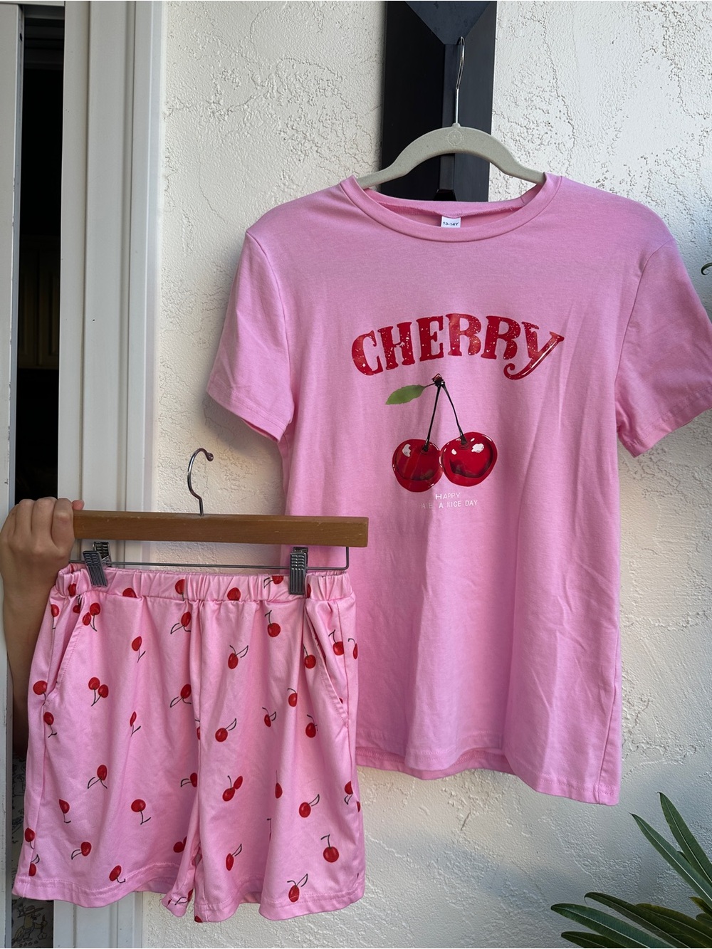 Pink Cherry Graphic Tee and Shorts Set, Tween, Kids, 13/14